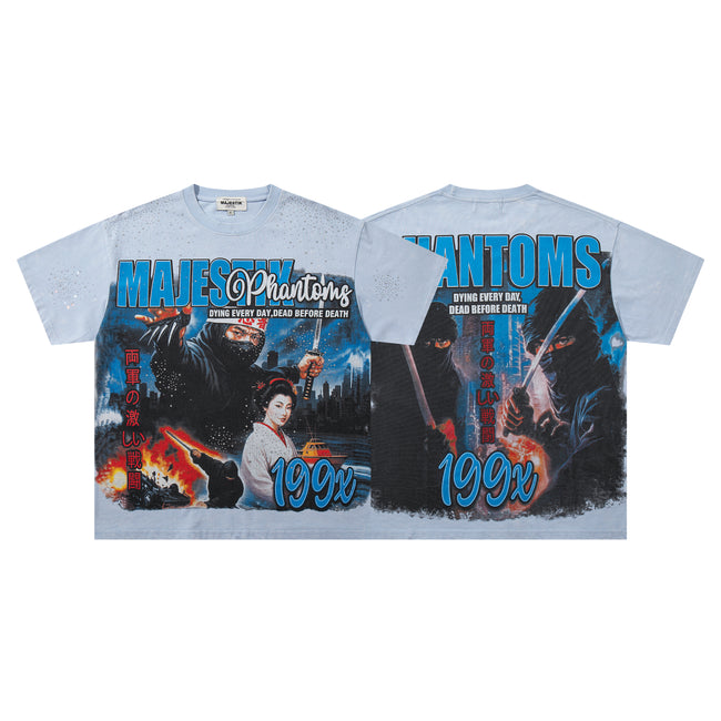 MAJESTIK Phantoms 199x Vintage Light Blue Double‑Sided T‑Shirt Hover Image