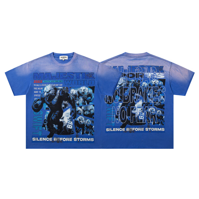 MAJESTIK Silence Before Storms Football Vintage T‑Shirt Hover Image