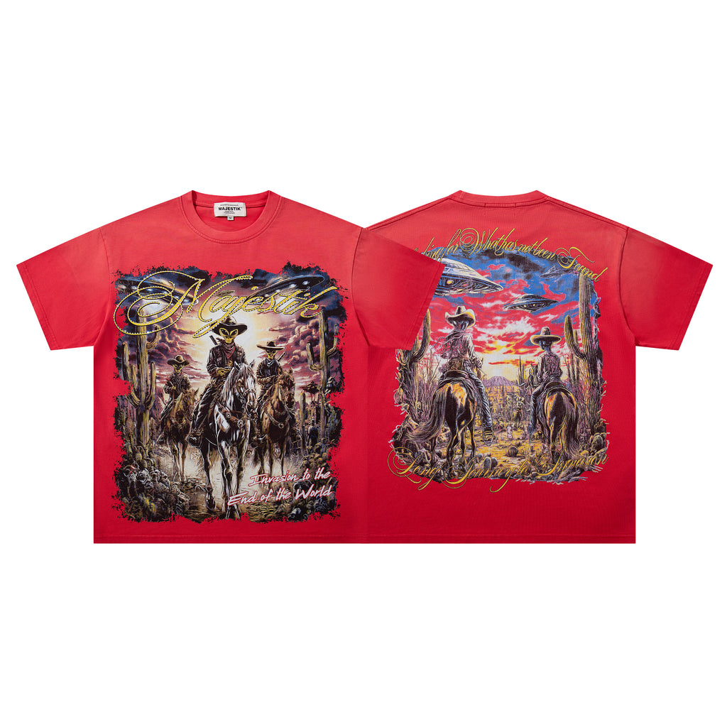 MAJESTIK Western Cowboy Vintage T‑Shirt