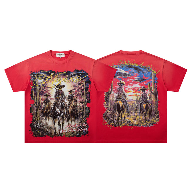 MAJESTIK Western Cowboy Vintage T‑Shirt Hover Image