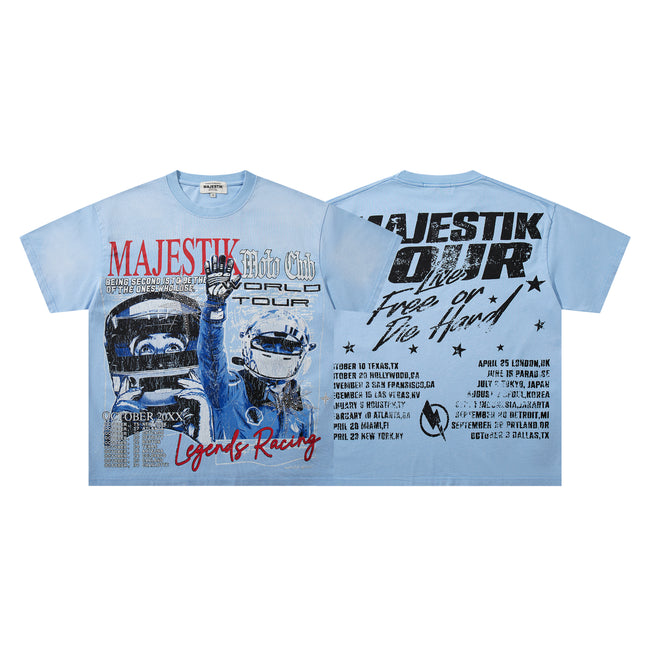 MAJESTIK Legends Racing Tour Light Blue T‑Shirt Hover Image