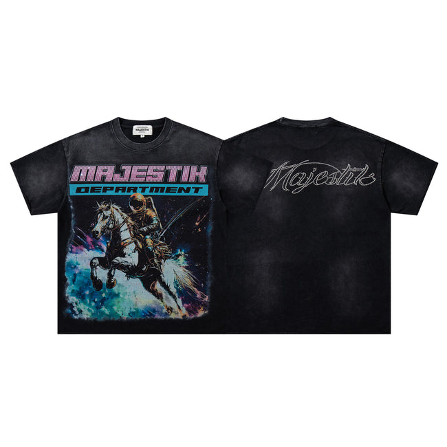MAJESTIK Department Knight Horse Double‑Sided Vintage T‑Shirt Hover Image
