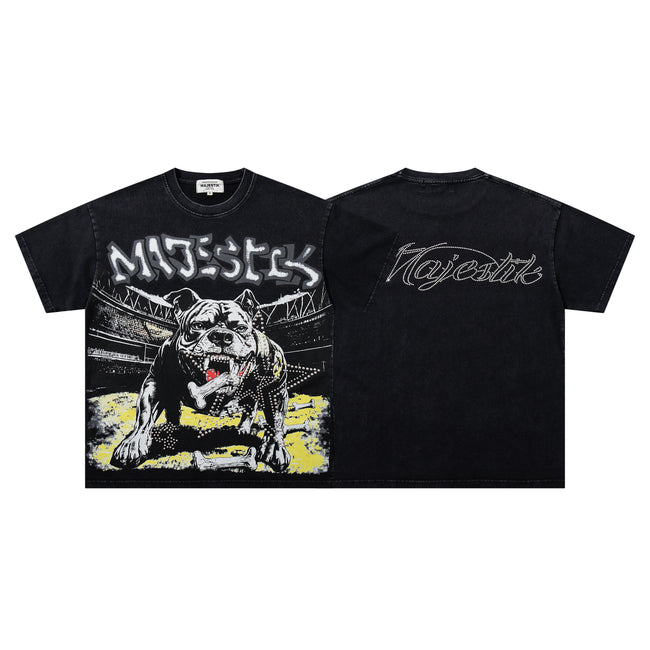 MAJESTIK Bulldog Vintage Graphic T‑Shirt Hover Image