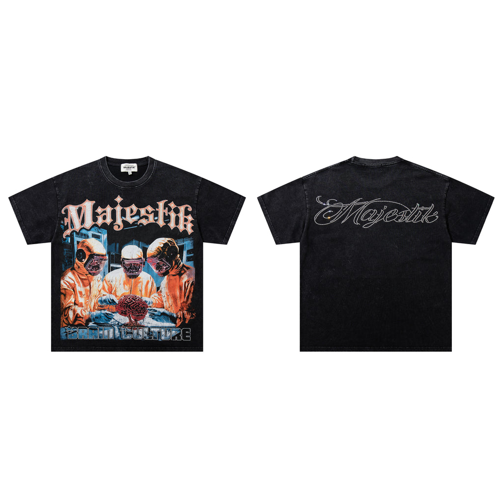 MAJESTIK Hazmat Crew Graphic Vintage T‑Shirt