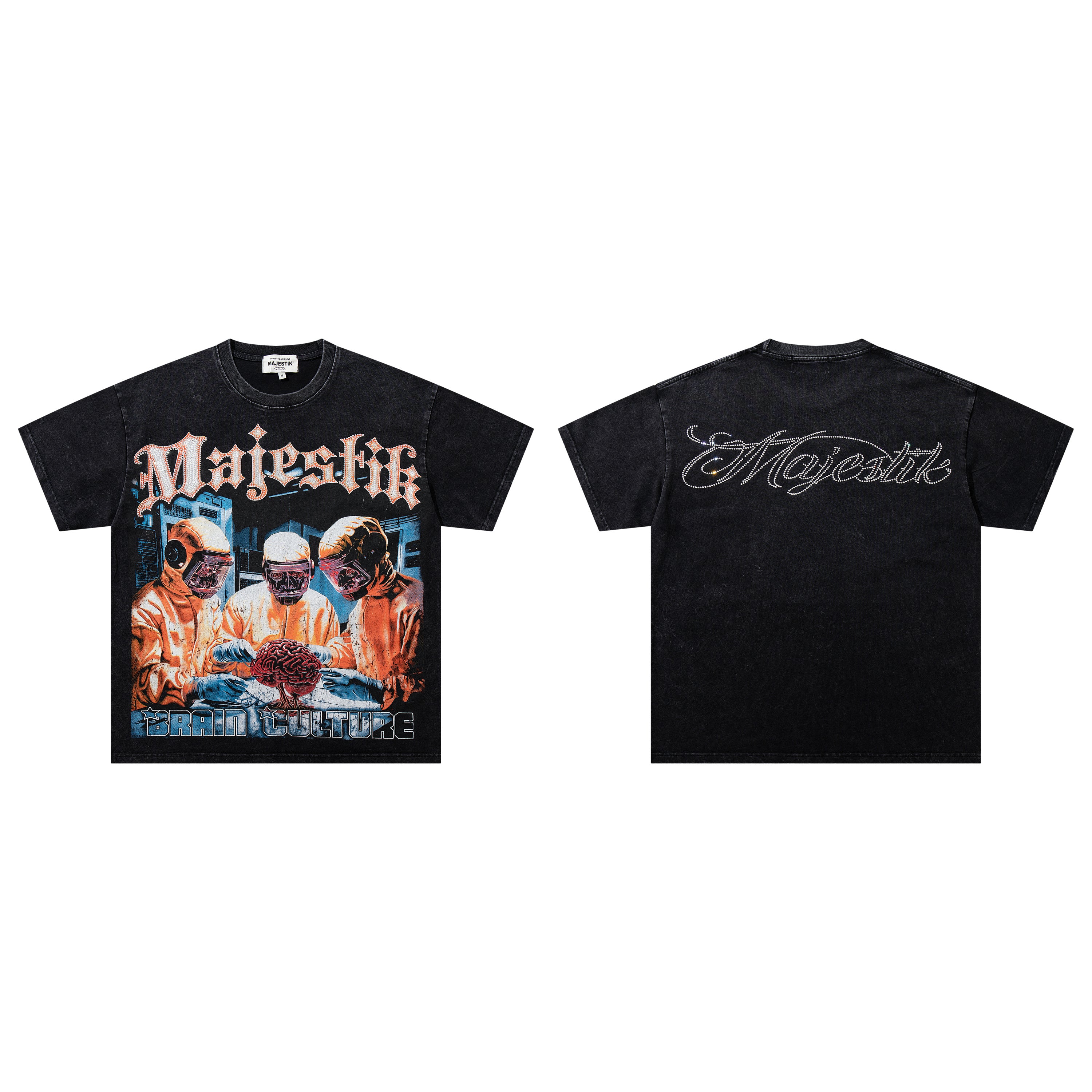 MAJESTIK Hazmat Crew Graphic Vintage T‑Shirt
