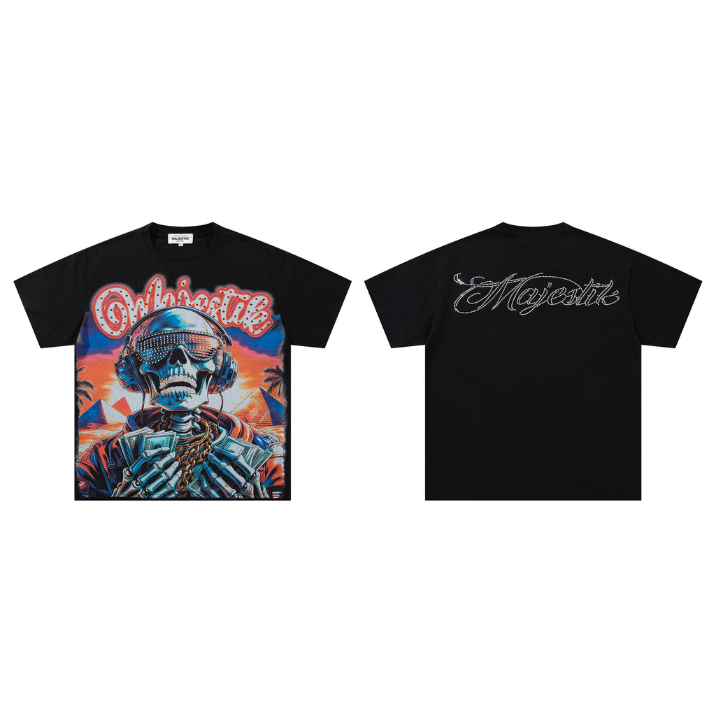 MAJESTIK Skull Hip‑Hop Vintage T‑Shirt