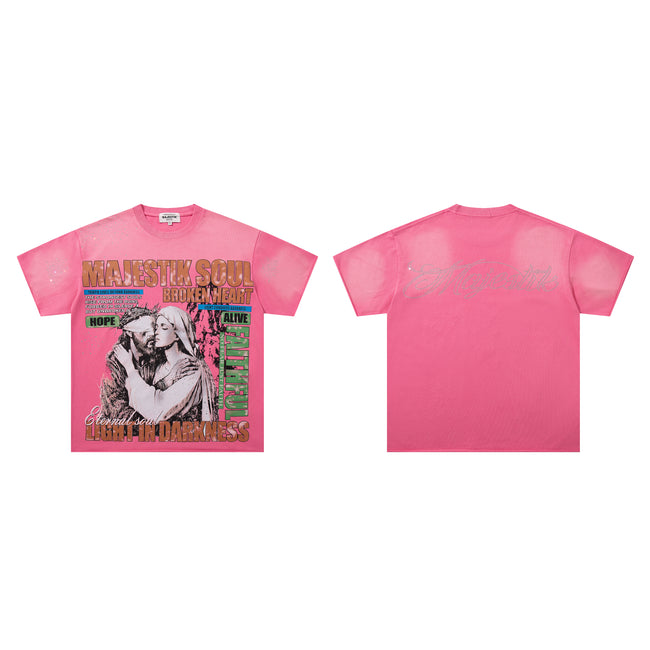 MAJESTIK Soul Light In Darkness Pink Vintage T‑Shirt Main Image
