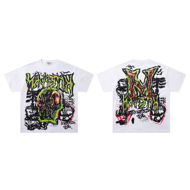 MAJESTIK Green Monster Graffiti Double‑Sided Graphic T‑Shirt Main Image