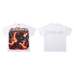 MAJESTIK Fire Skull Lightning Vintage Graphic T‑Shirt