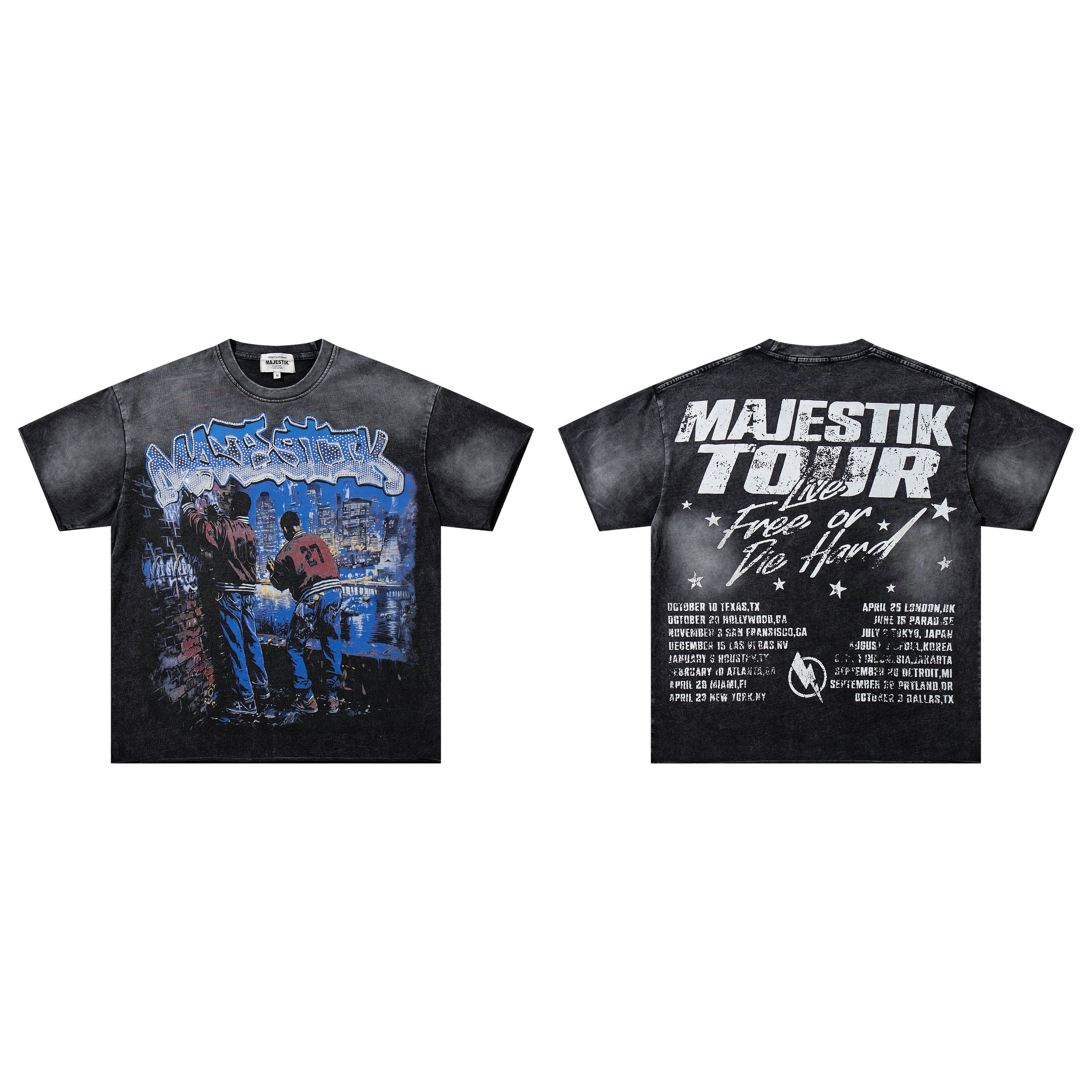MAJESTIK Tour Double‑Sided Vintage Graphic T‑Shirt