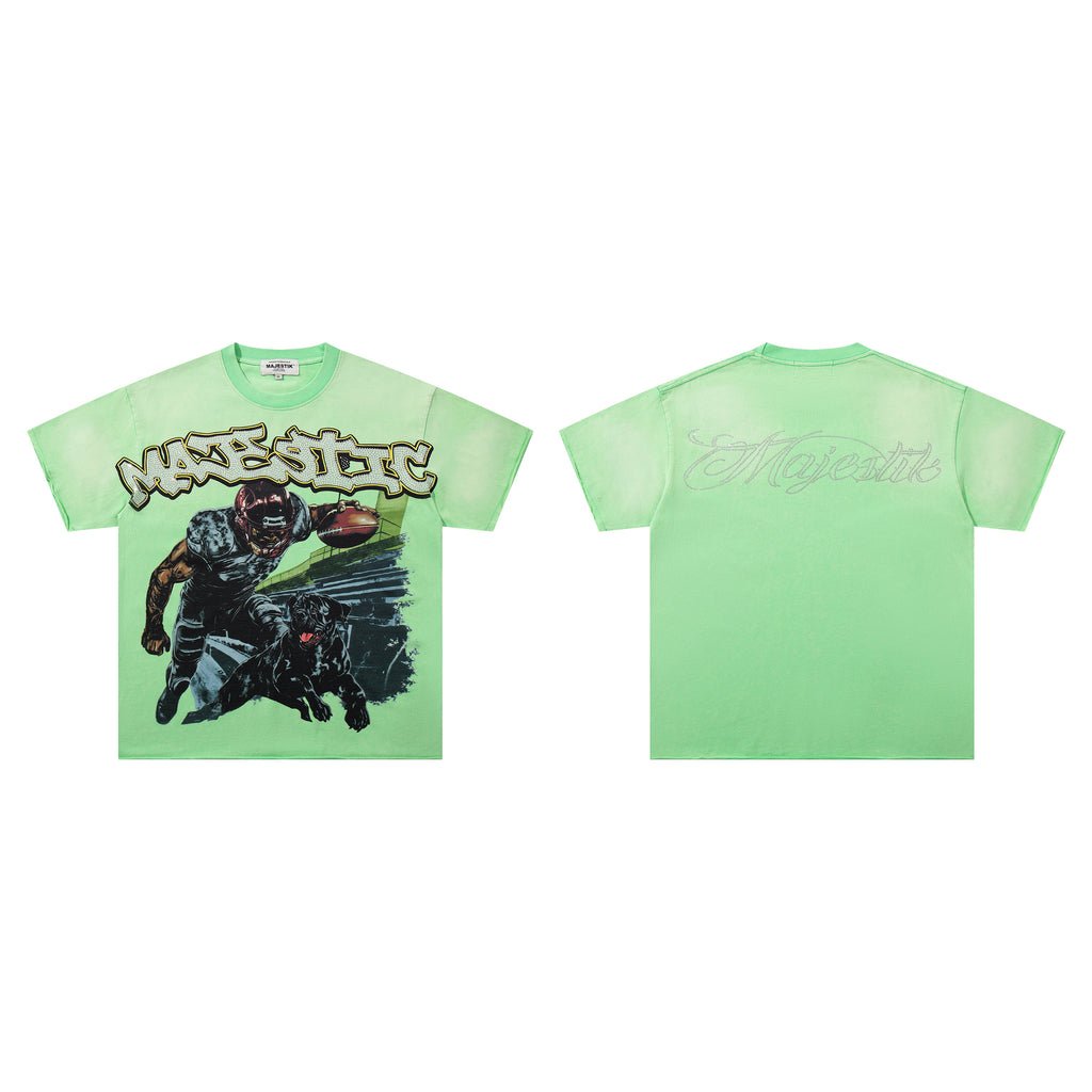 MAJESTIK Football Player Double‑Sided Vintage T‑Shirt