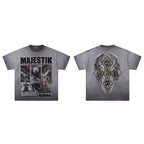 MAJESTIK Relentless Cross Wings Vintage T‑Shirt