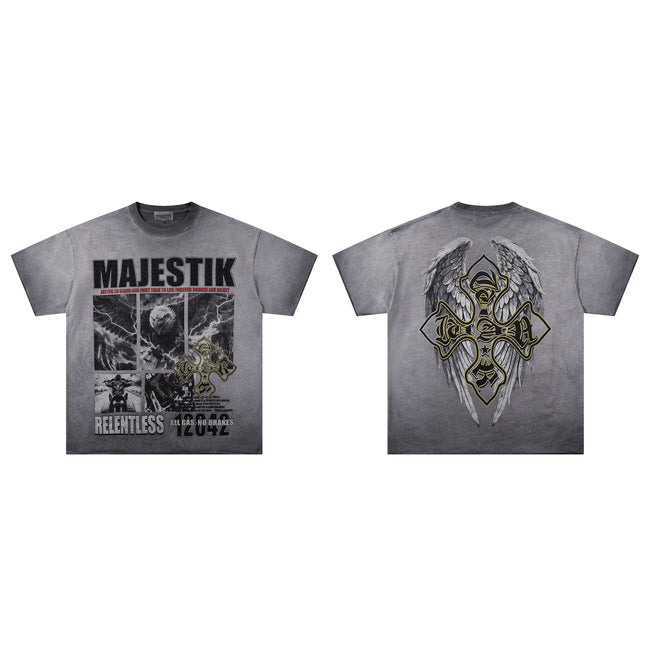 MAJESTIK Relentless Cross Wings Vintage T‑Shirt Main Image