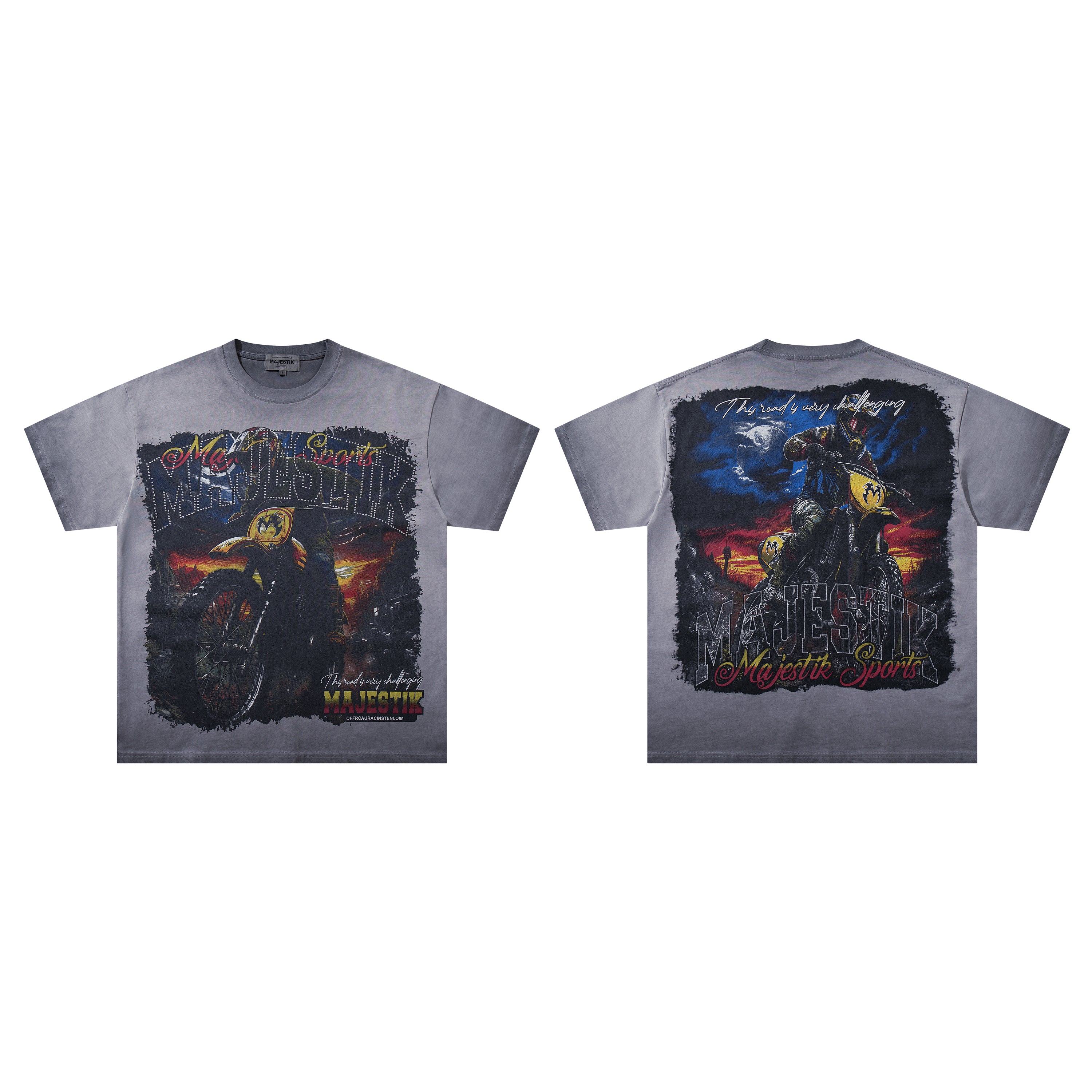 MAJESTIK Dirt Bike Vintage Graphic T‑Shirt