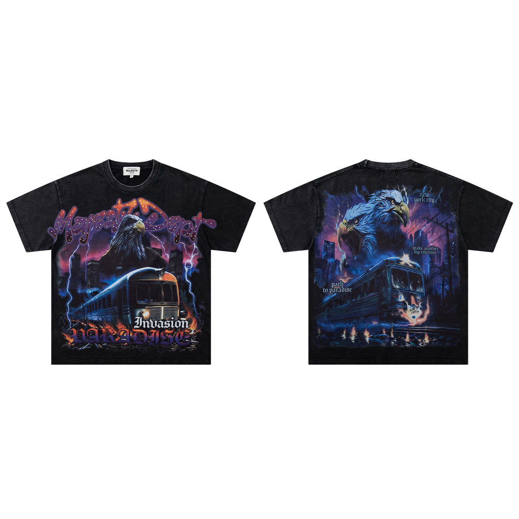 MAJESTIK Eagle Train Graphic Short‑Sleeve T‑Shirt