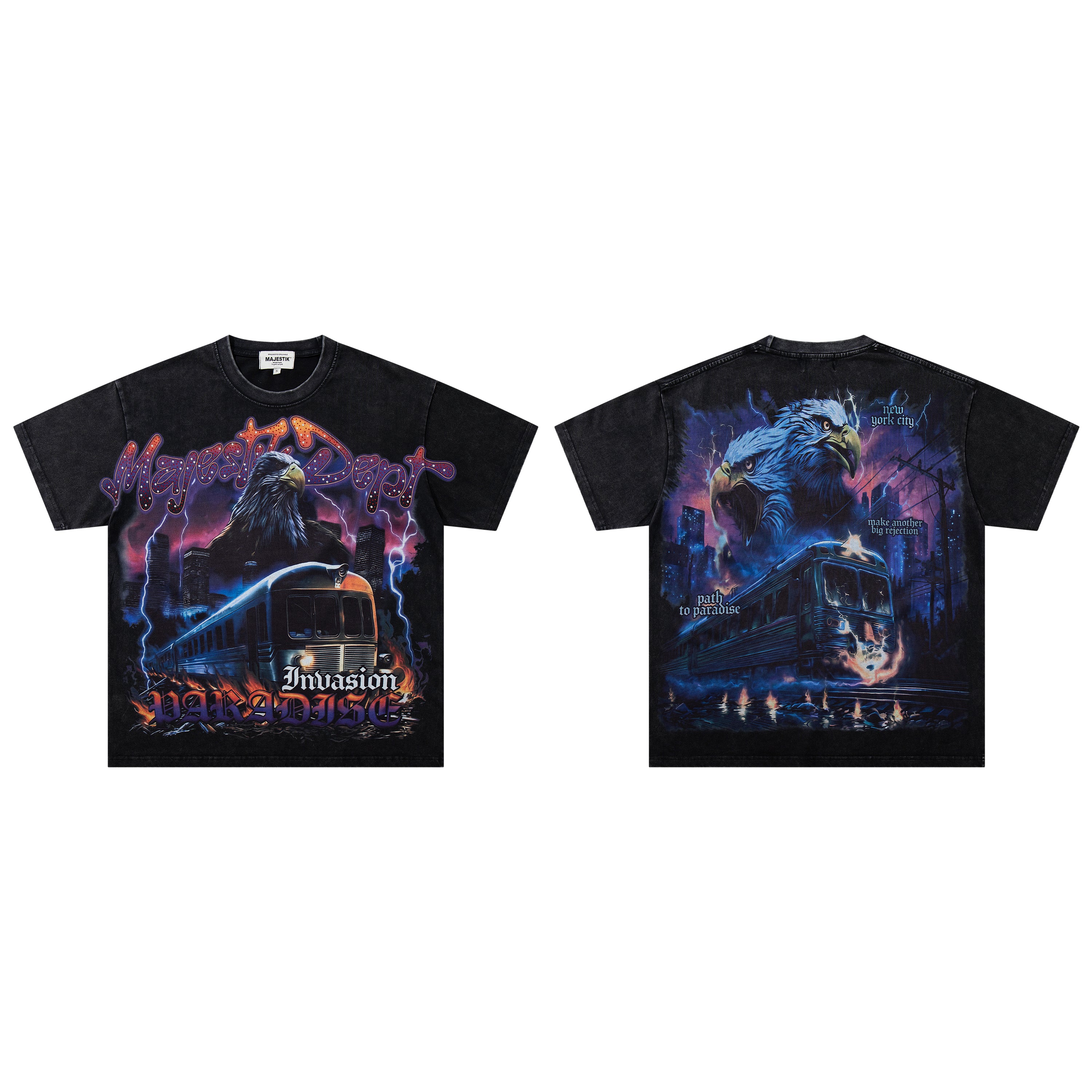 MAJESTIK Eagle Train Graphic Short‑Sleeve T‑Shirt