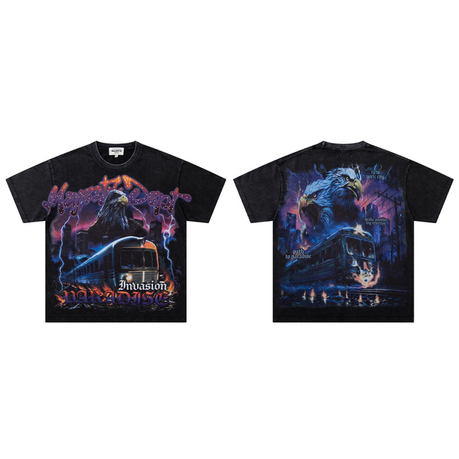 MAJESTIK Eagle Train Graphic Short‑Sleeve T‑Shirt Main Image