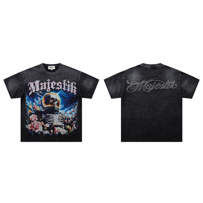 MAJESTIK Floral Astronaut Double‑Sided Vintage T‑Shirt Main Image