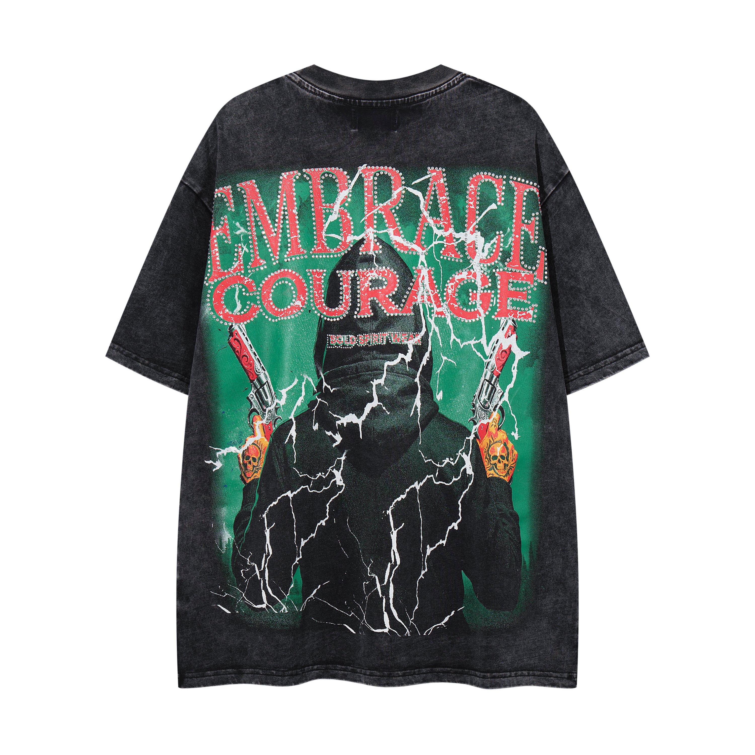 MAJESTIK Double‑Sided Skull Graphic Vintage T‑Shirt