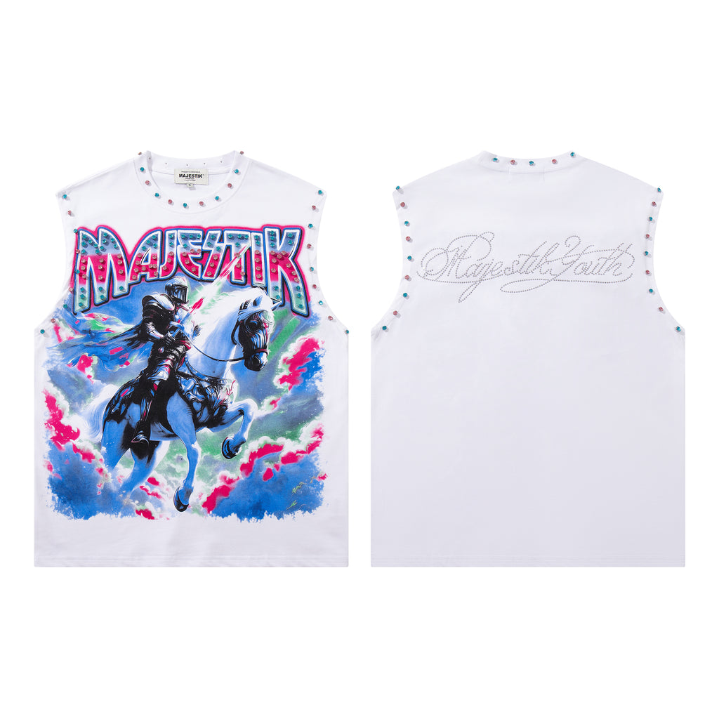 MAJESTIK Cowboy Horse Graphic Tank Top