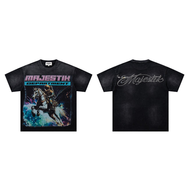 MAJESTIK Department Knight Horse Double‑Sided Vintage T‑Shirt Main Image