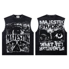 MAJESTIK Studios Distressed Eye Graphic Sleeveless Tank Top