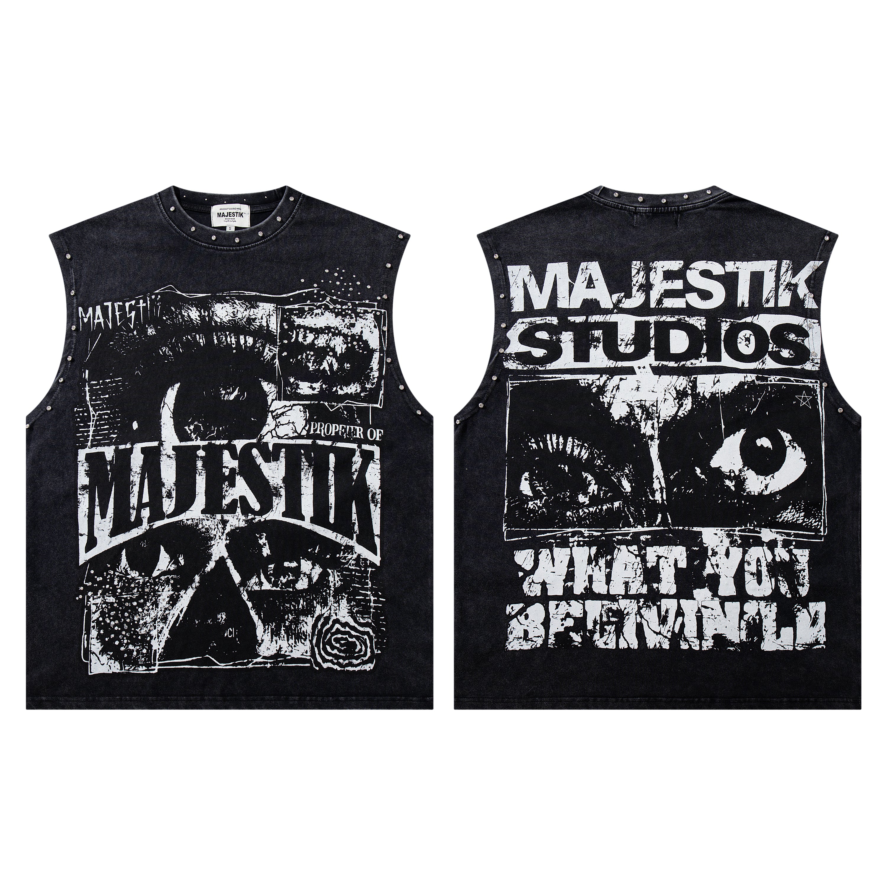 MAJESTIK Studios Distressed Eye Graphic Sleeveless Tank Top