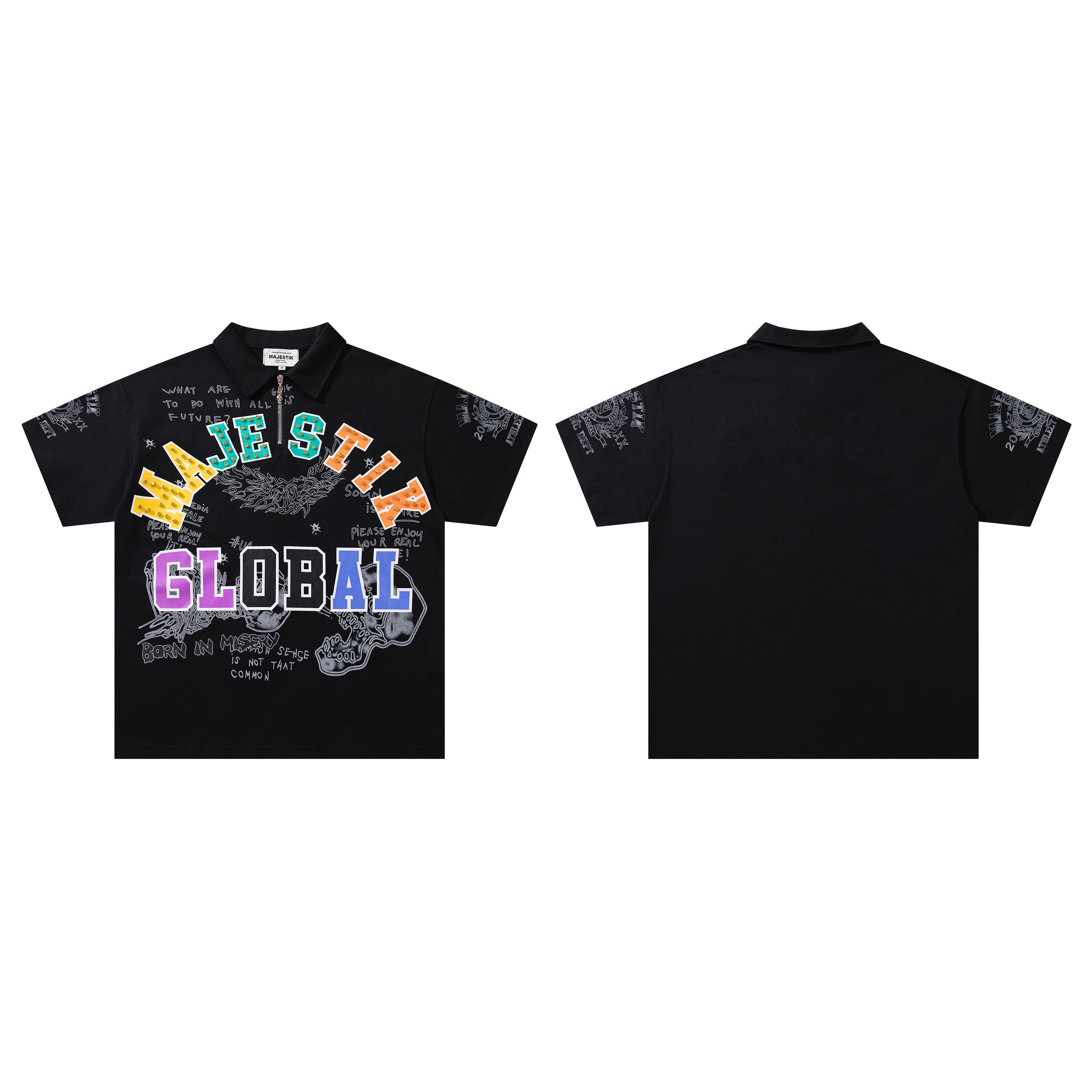 MAJESTIK Global Half‑Zip Polo T‑Shirt