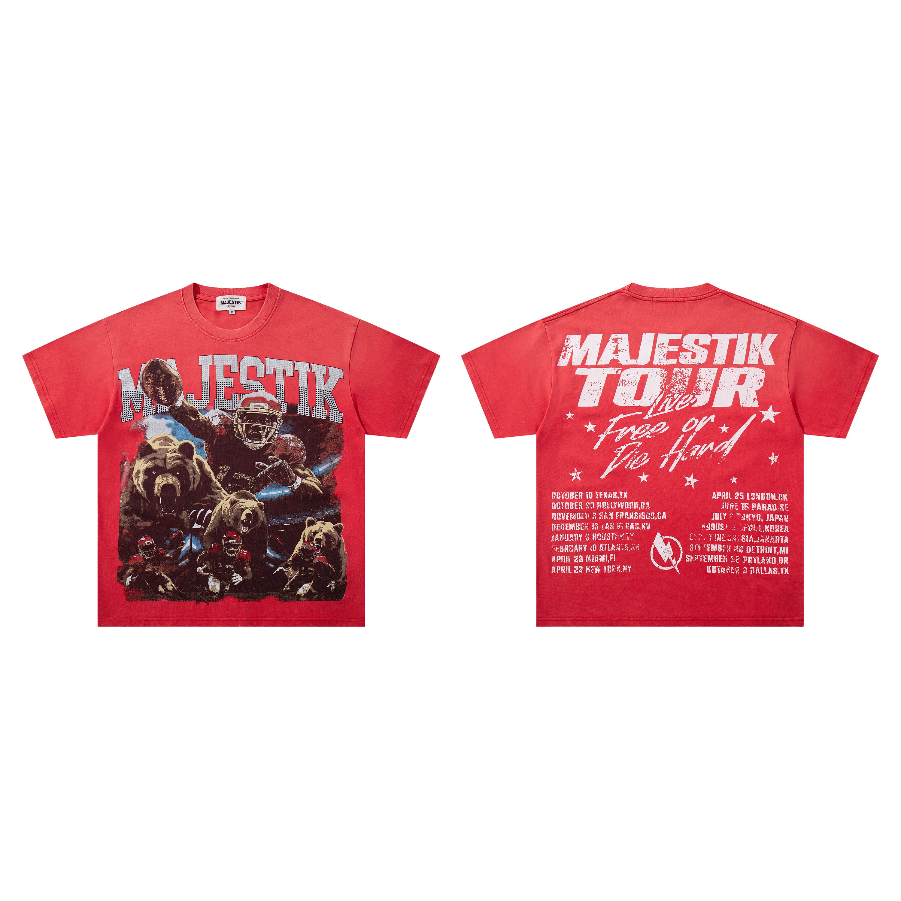 MAJESTIK Tour Bears Vintage Graphic T‑Shirt