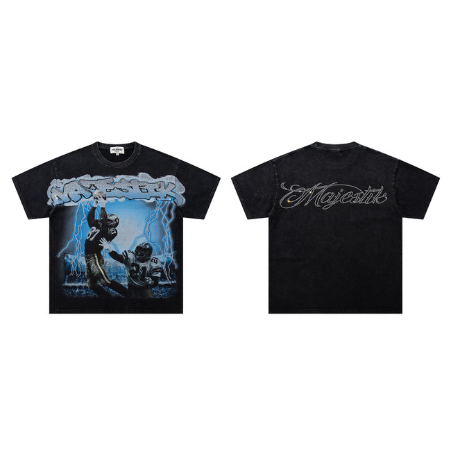 MAJESTIK Football Catch Double‑Sided Vintage T‑Shirt Main Image