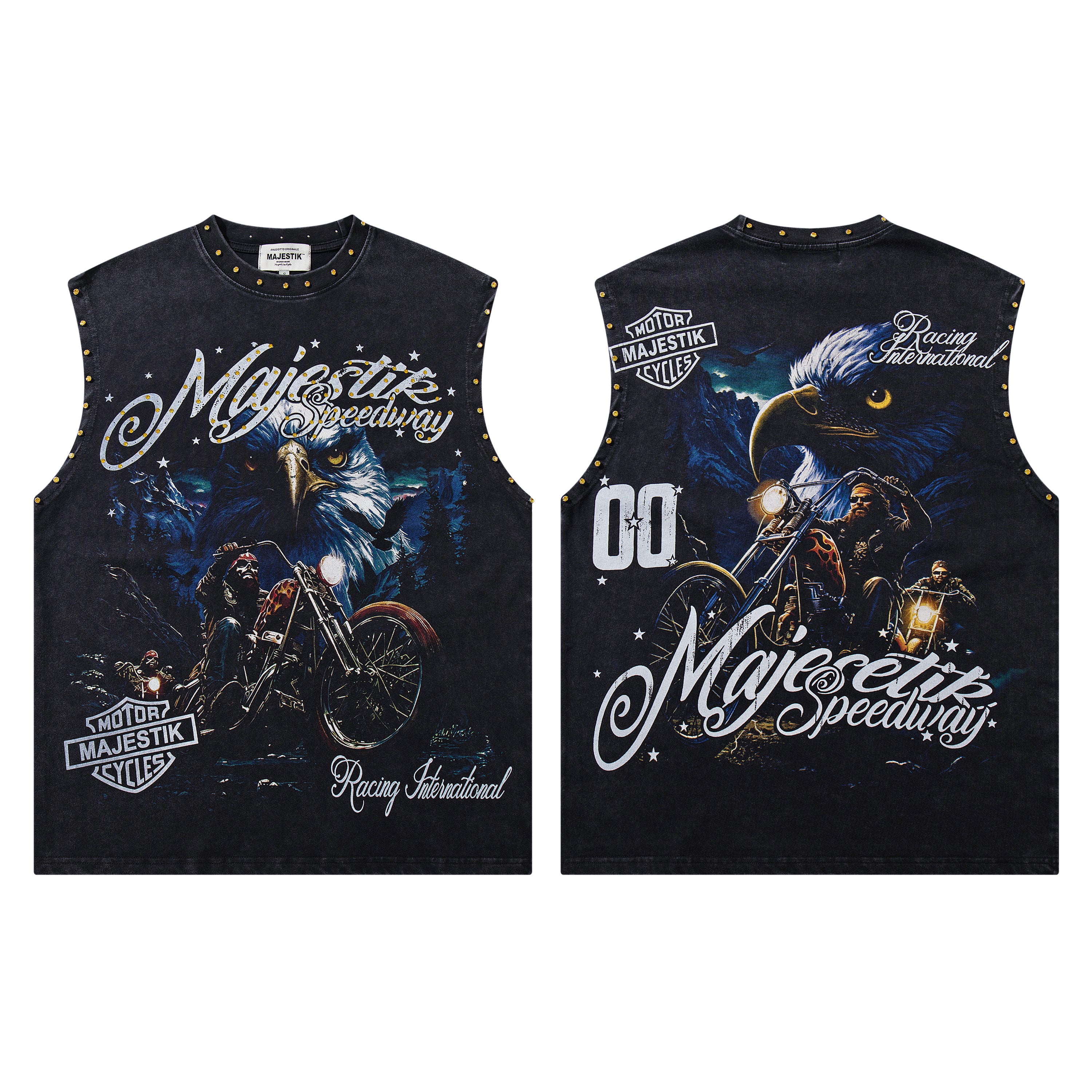 MAJESTIK Motorcycle Eagle Graphic Tank Top