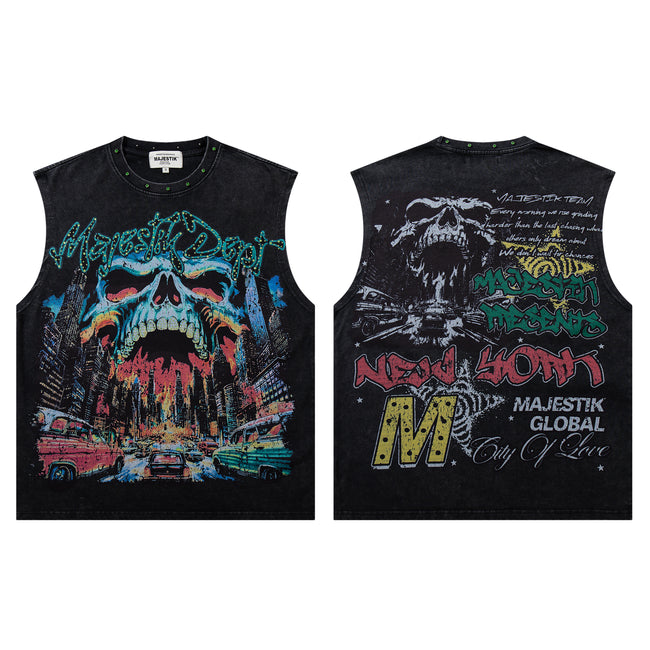 MAJESTIK Skull Graphic Sleeveless Tank Top Main Image