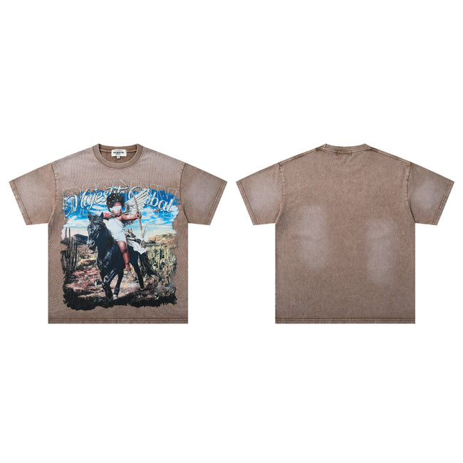 MAJESTIK Cowboy Angel Vintage Brown T‑Shirt Main Image