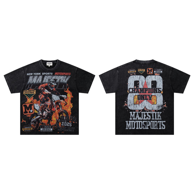 MAJESTIK Motosports 00 Champions Vintage Black Double‑Sided T‑Shirt Main Image
