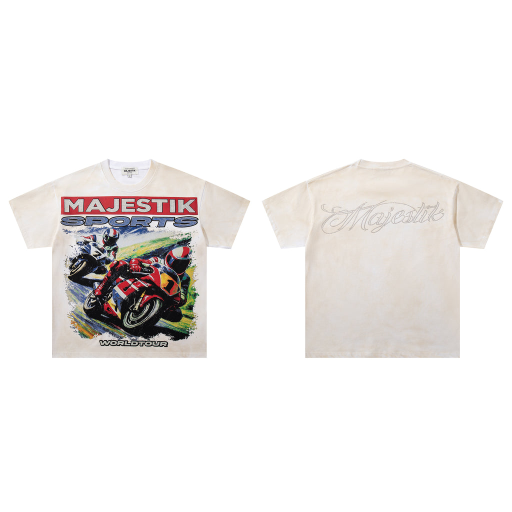 MAJESTIK Sports Motorcycle Racing Double‑Sided Vintage T‑Shirt