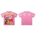 MAJESTIK Moto Racing Vintage Pink T‑Shirt