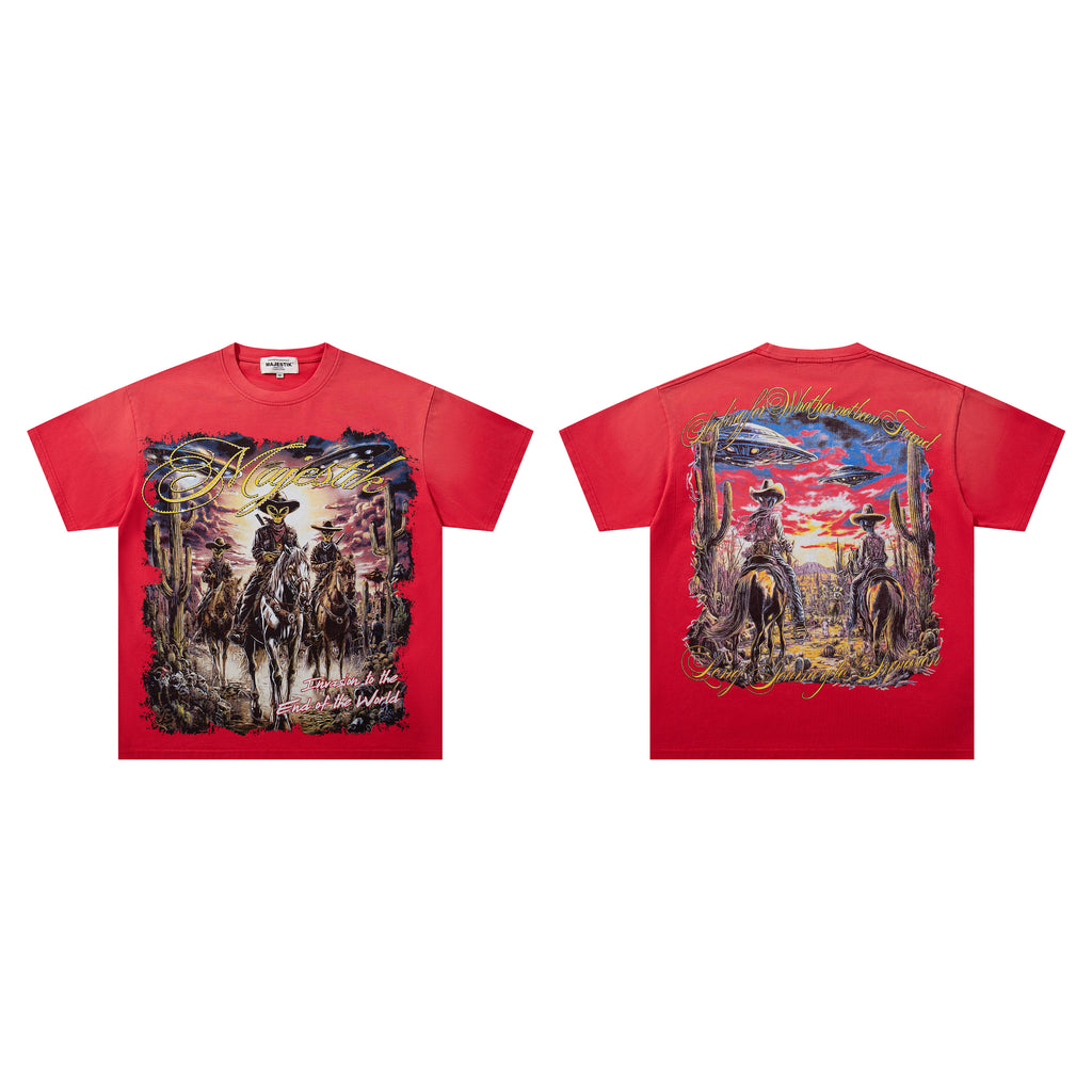 MAJESTIK Western Cowboy Vintage T‑Shirt