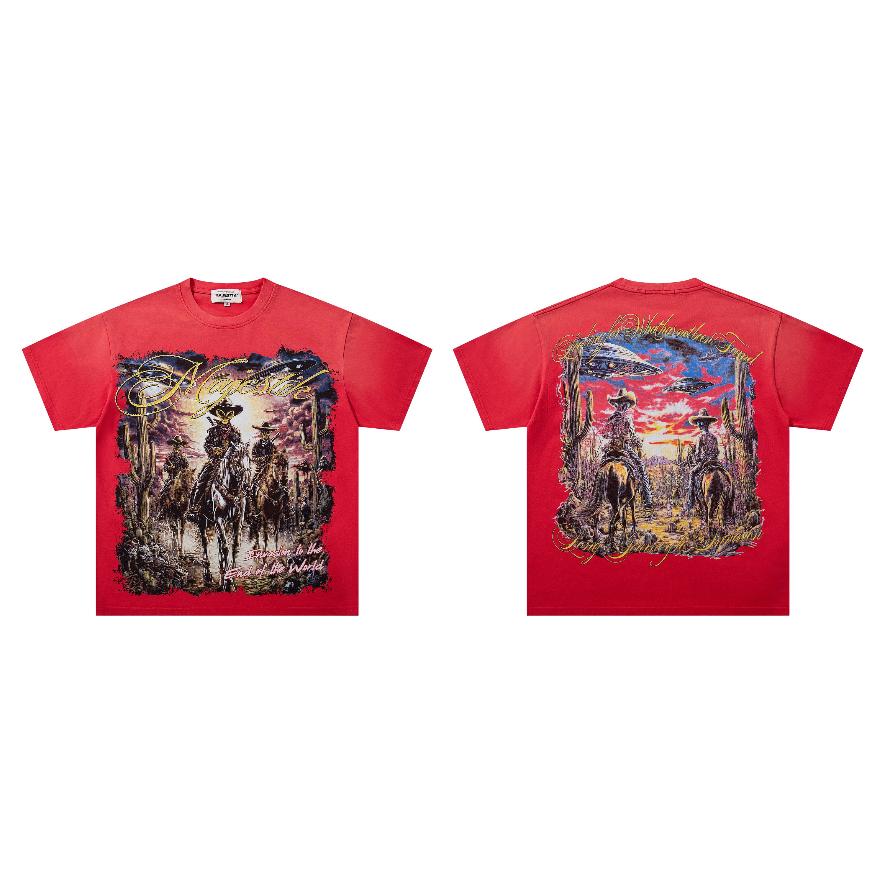 MAJESTIK Western Cowboy Vintage T‑Shirt