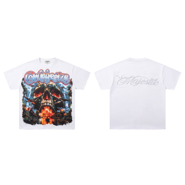 MAJESTIK Jungle Skull Vintage Graphic T‑Shirt Main Image