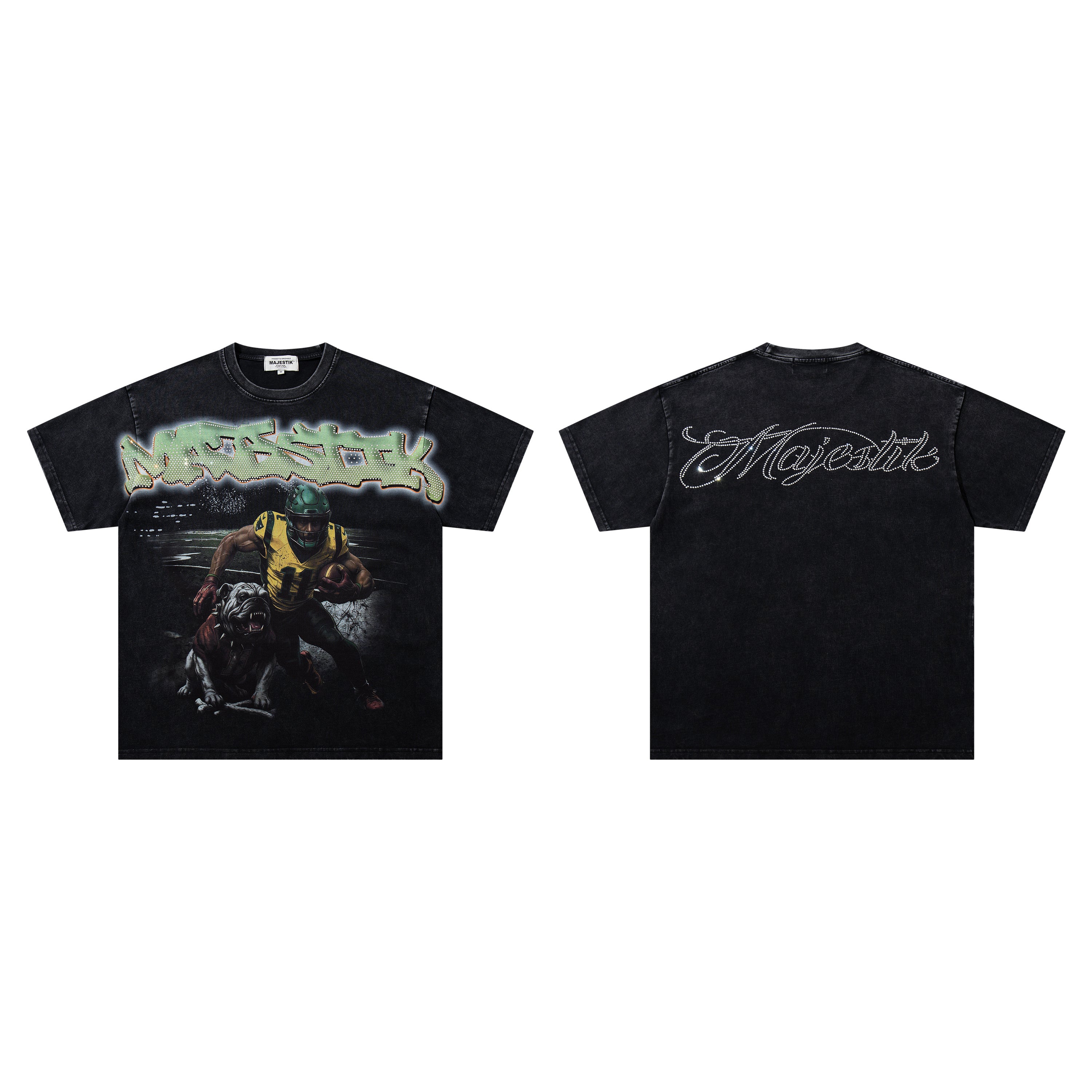 MAJESTIK Football Player Double‑Sided Vintage T‑Shirt