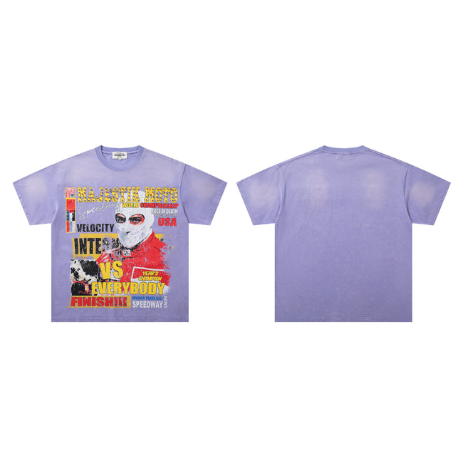 MAJESTIK Moto Racing Vintage Purple T‑Shirt Main Image