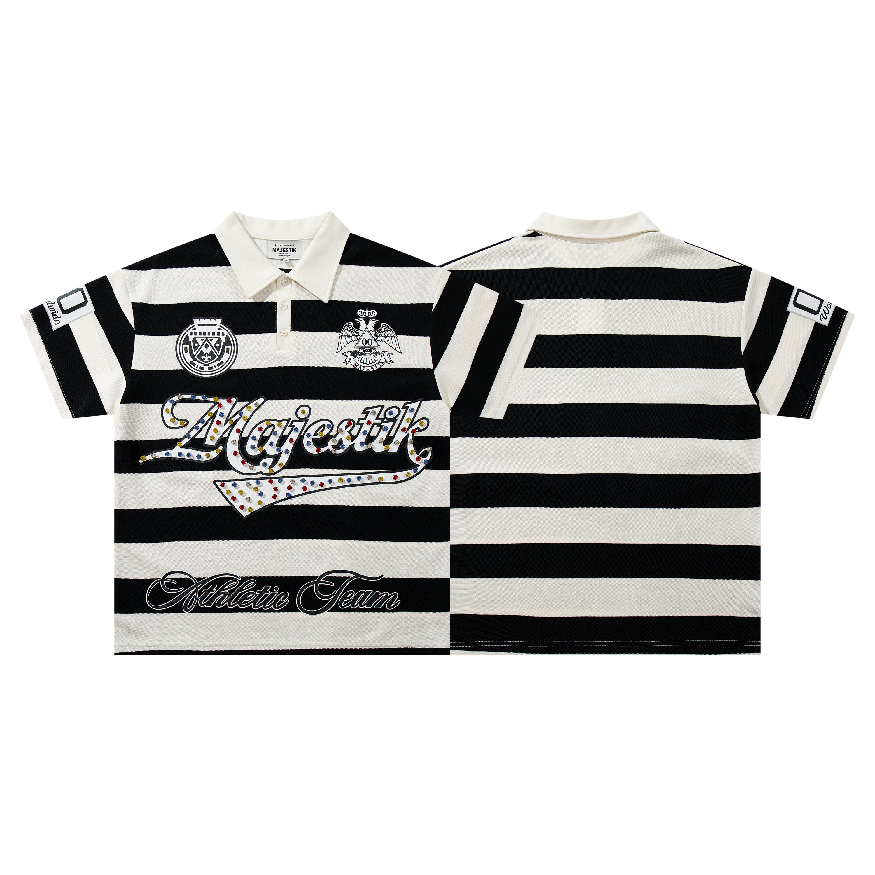 MAJESTIK Striped Embroidered Polo Shirt