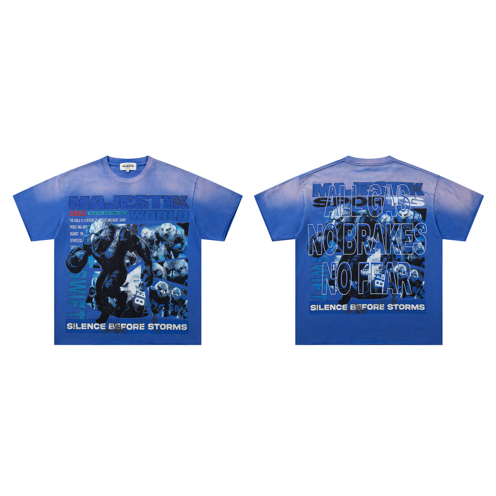 MAJESTIK Silence Before Storms Football Vintage T‑Shirt