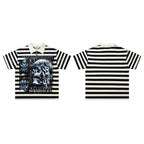 MAJESTIK Striped Half‑Zip Portrait Polo Short‑Sleeve Shirt