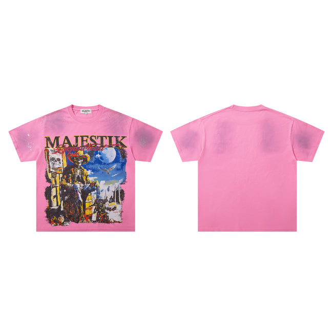 MAJESTIK Western Cowboy Vintage Pink T‑Shirt Main Image
