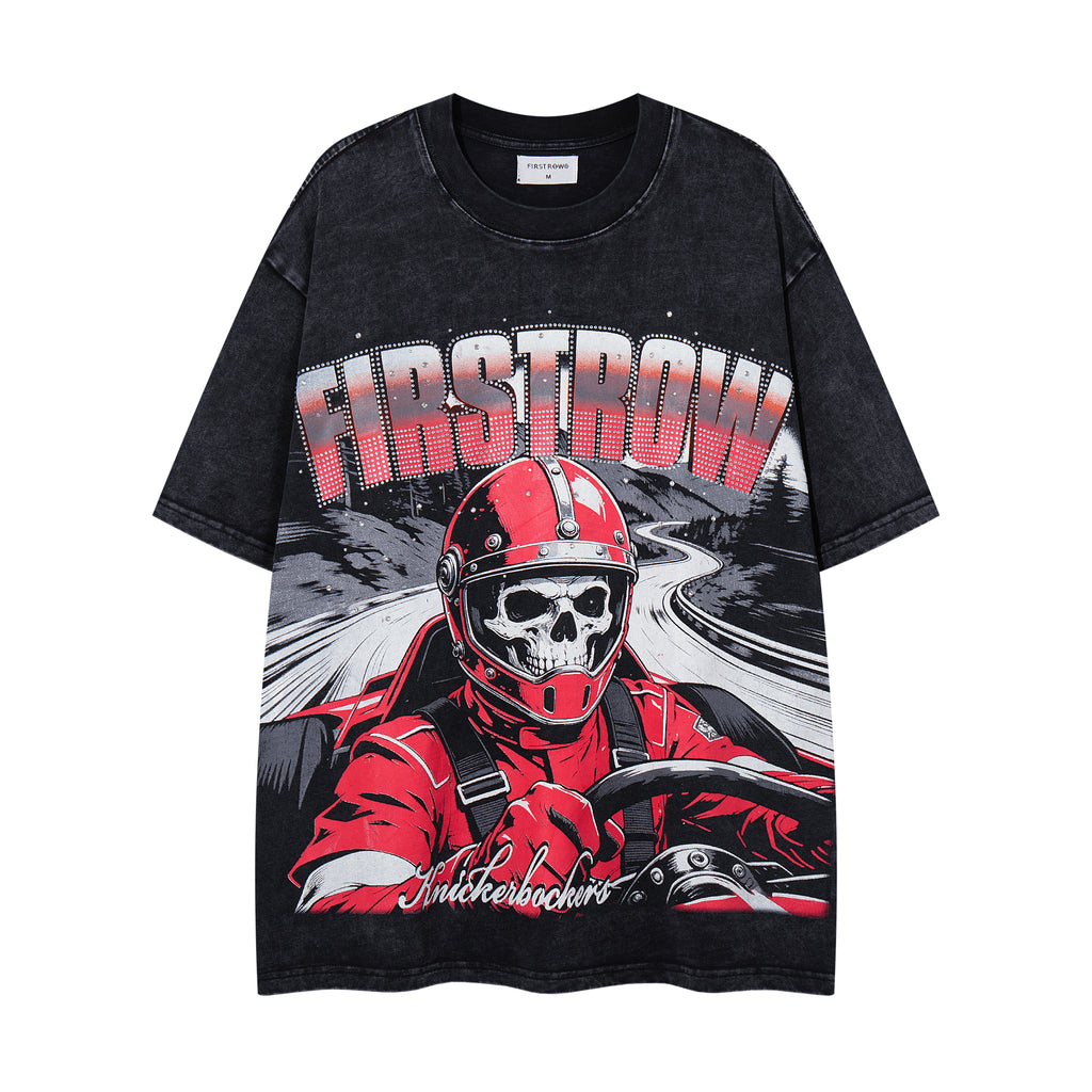 MAJESTIK Skull Racer Double‑Sided Vintage T‑Shirt