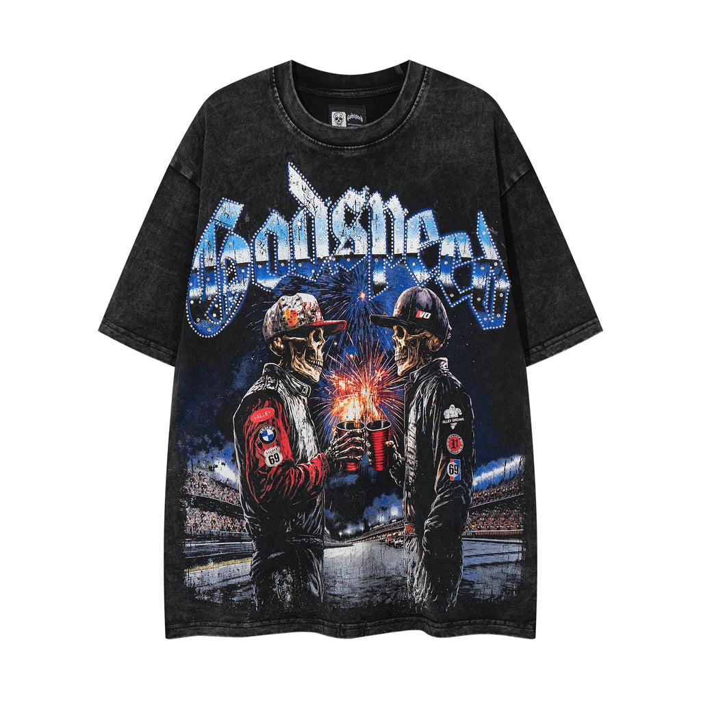 Godspeed Skull Toast Double‑Sided Vintage Graphic T‑Shirt