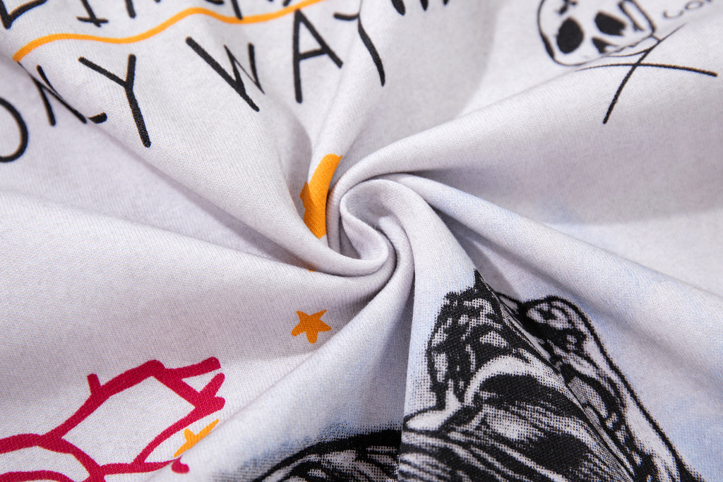 MAJESTIK Graffiti Sketch Art White Double‑Sided T‑Shirt