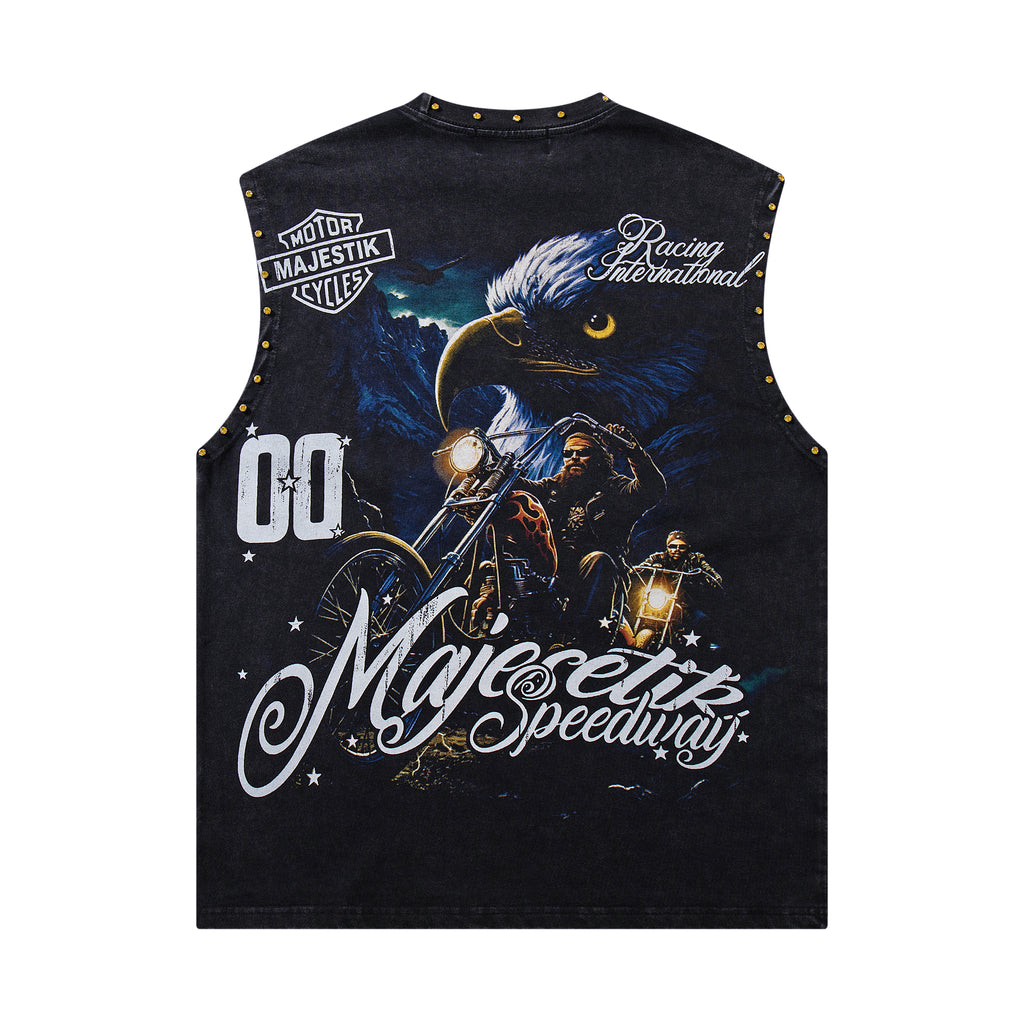 MAJESTIK Motorcycle Eagle Graphic Tank Top