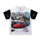 MAJESTIK Sports Car Graphic Quarter‑Zip Polo Shirt